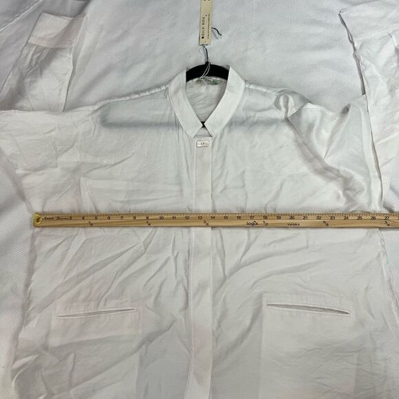 Redwood Court White Boxy Oversized Lagenlook Bamboo Silk Button Up Top Sz S NWT - Picture 6 of 9